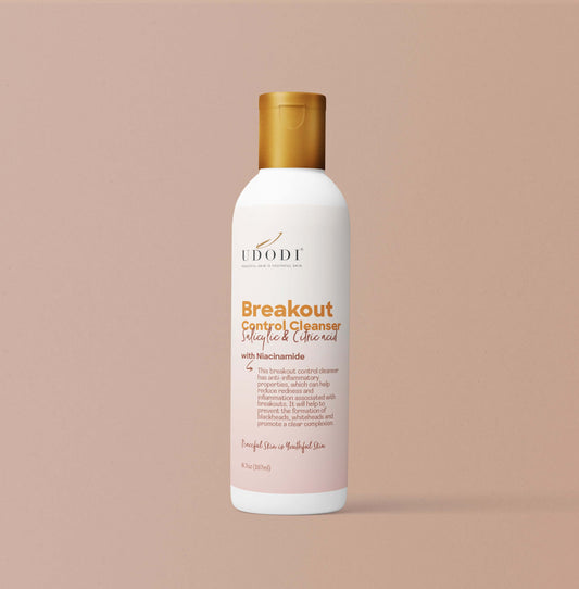 Breakout Control Cleanser with Niacinamide, reduces redness and prevents blackheads for clear skin.